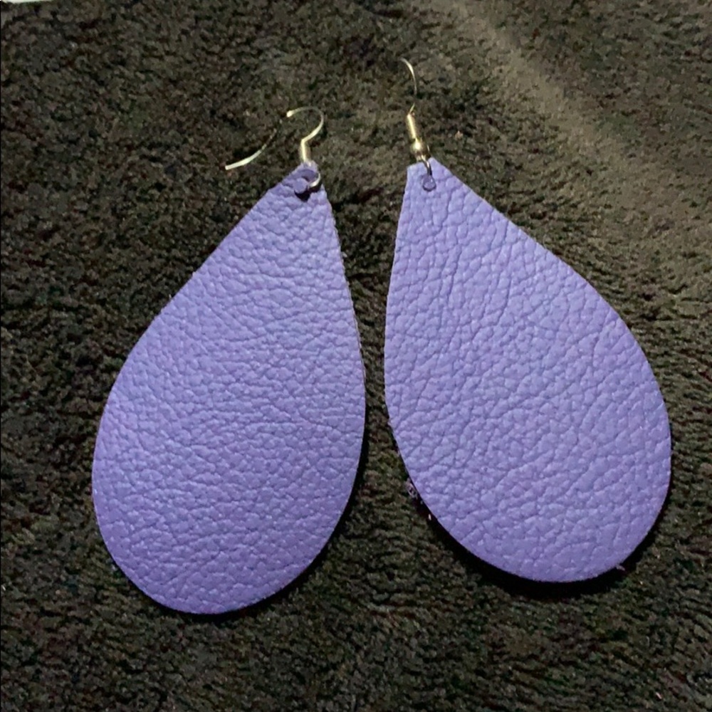 Violet Blue Leather Earrings